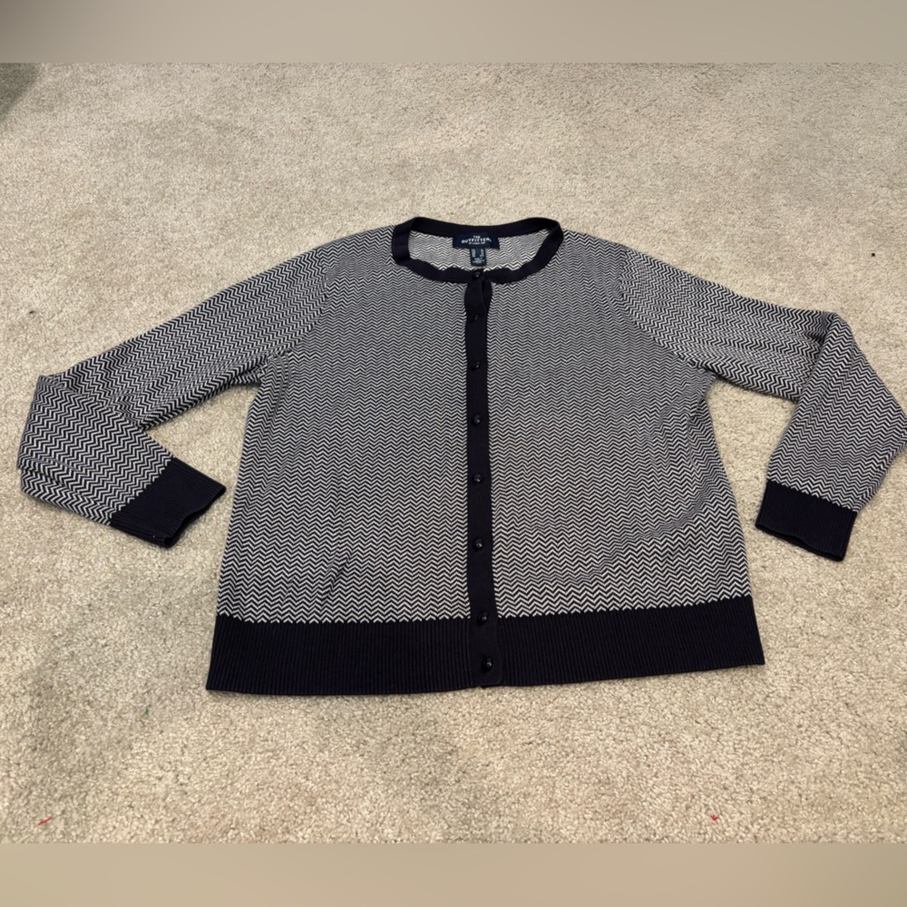 Lands' End Women's Black and White Cardigan